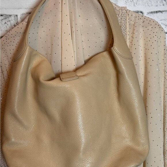 Dooney & Bourke Bone Pebble Leather Logo Lock Large Shoulder Purse Handbag - Picture 3 of 13